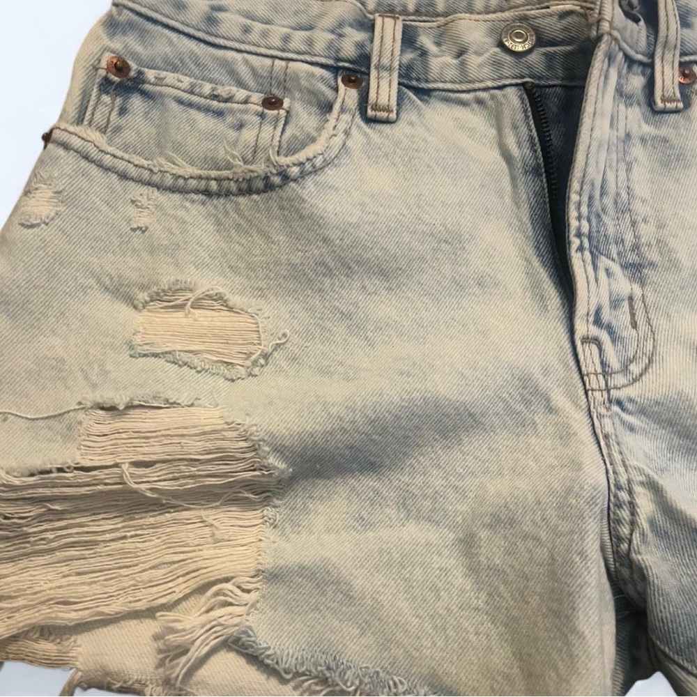 Abercrombie & Fitch Light Blue Distressed Jean Shorts - Picture 2 of 4